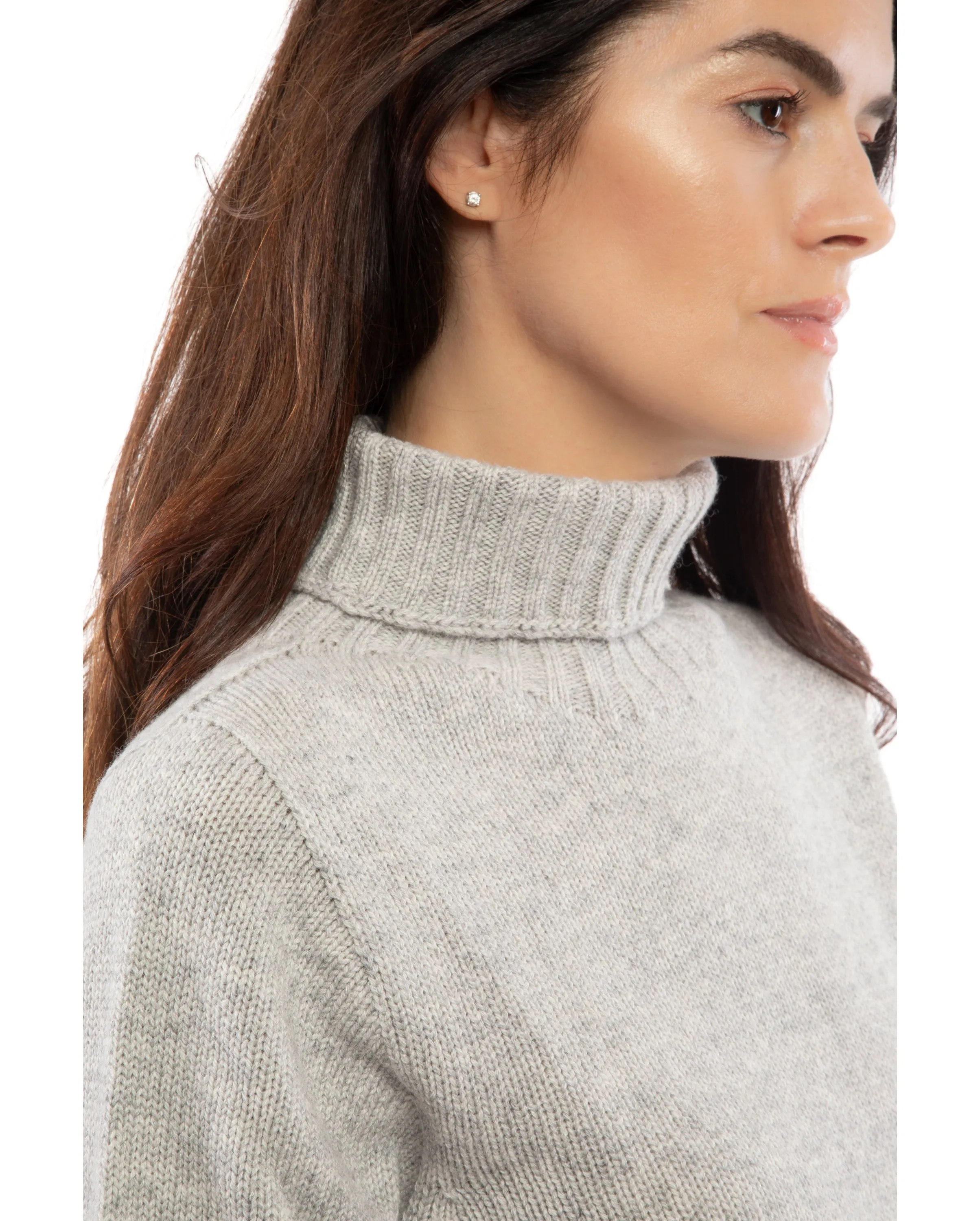 Women's Classic Cashmere Turtleneck Sweater Melange Blue