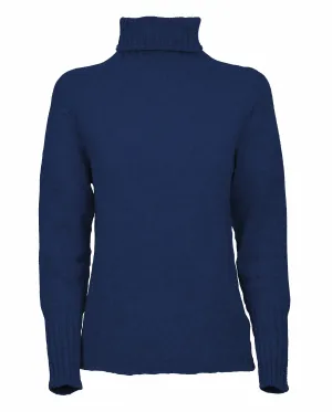 Women's Classic Cashmere Turtleneck Sweater Melange Blue