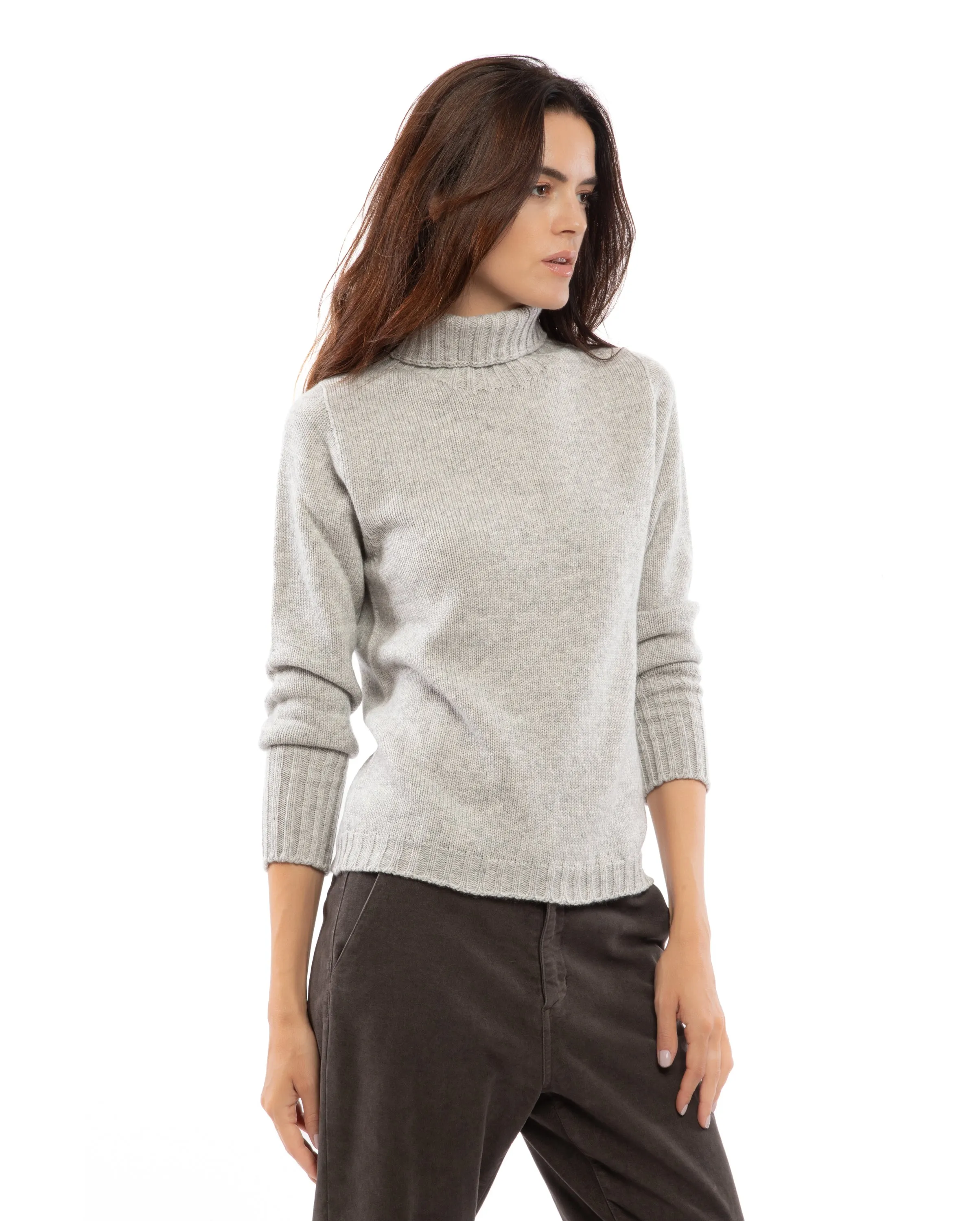 Women's Classic Cashmere Turtleneck Sweater Melange Blue