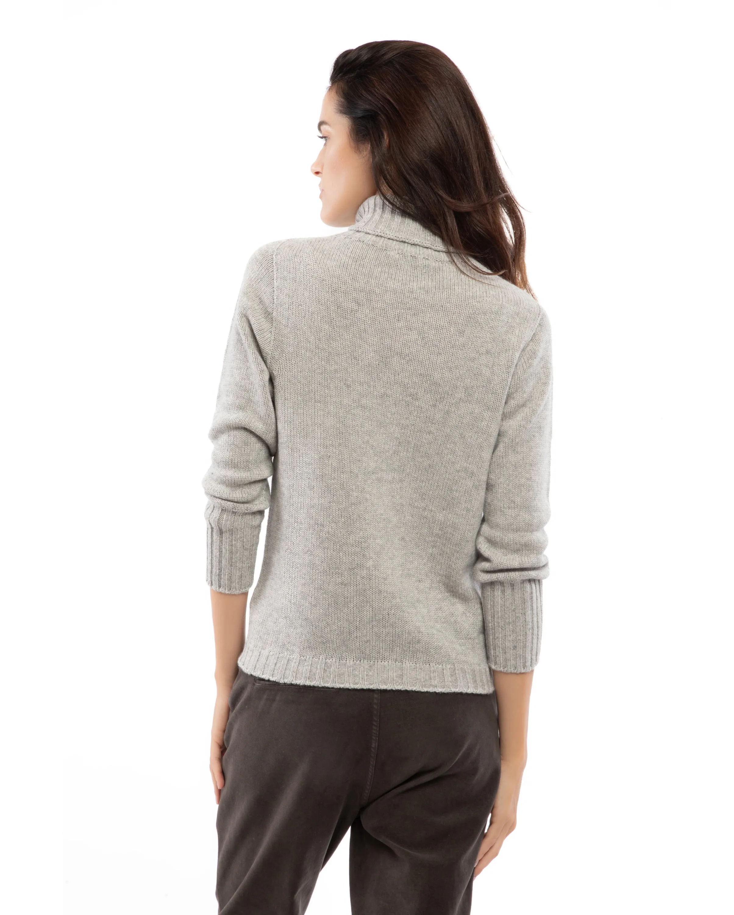 Women's Classic Cashmere Turtleneck Sweater Melange Blue