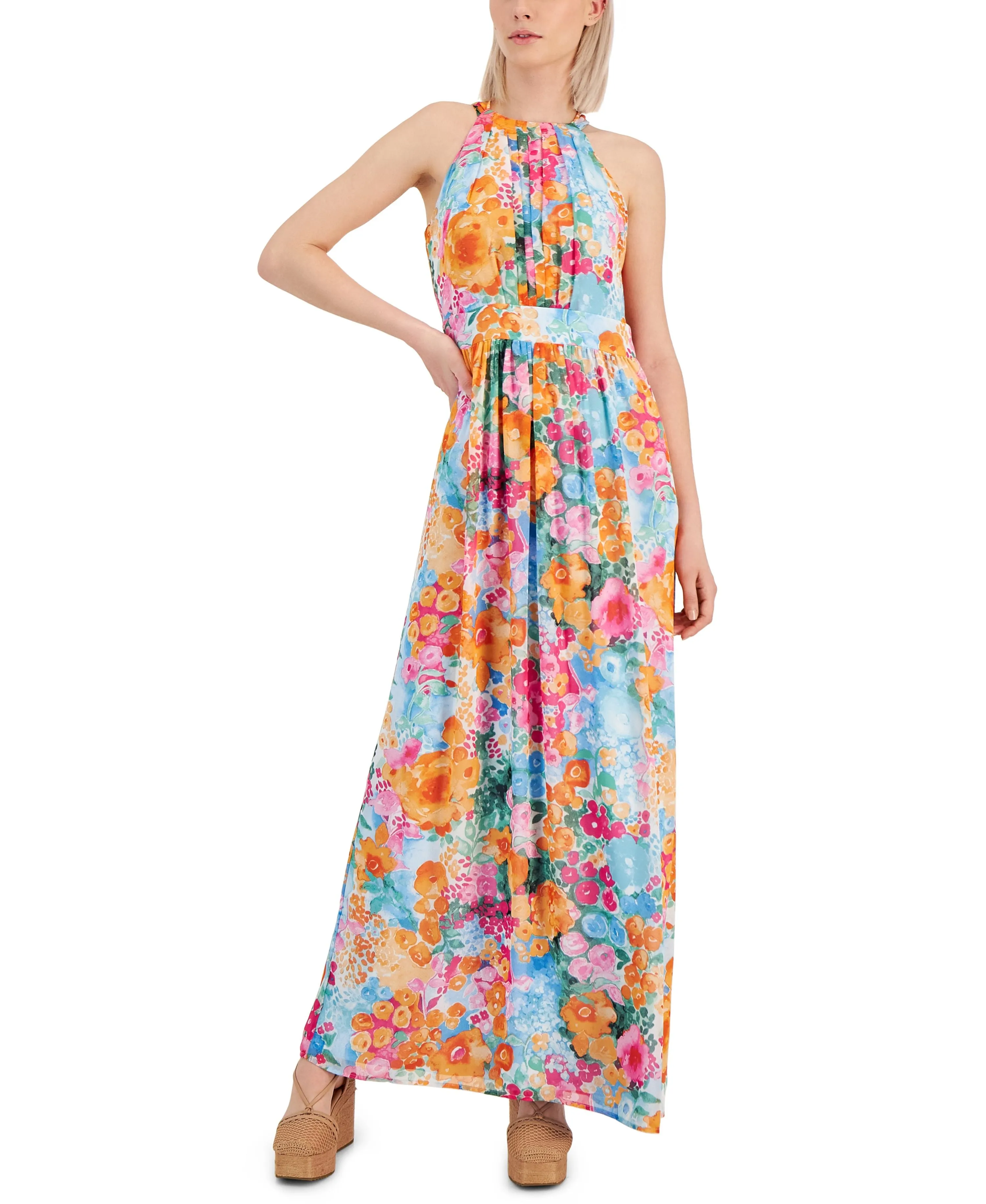 Women's Floral-Print Halter Maxi Dress