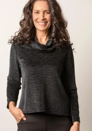 Women's Habitat | Crinkle Velvet Cowl Neck Sweater | Black