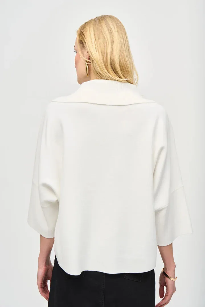 Women's Joseph Ribkoff | Jacquard Zipped Collar Sweater | Vanilla