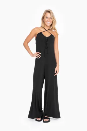 Women's Mono B | Cross Strap Wide Leg Jumpsuit | Black