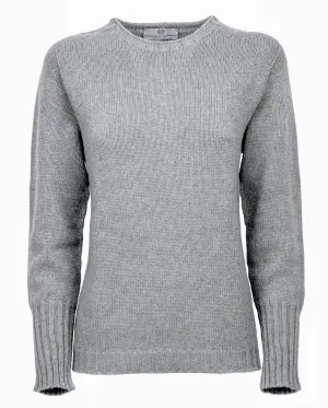 Women's Pure Cashmere Crew Neck Sweater Melange Gray
