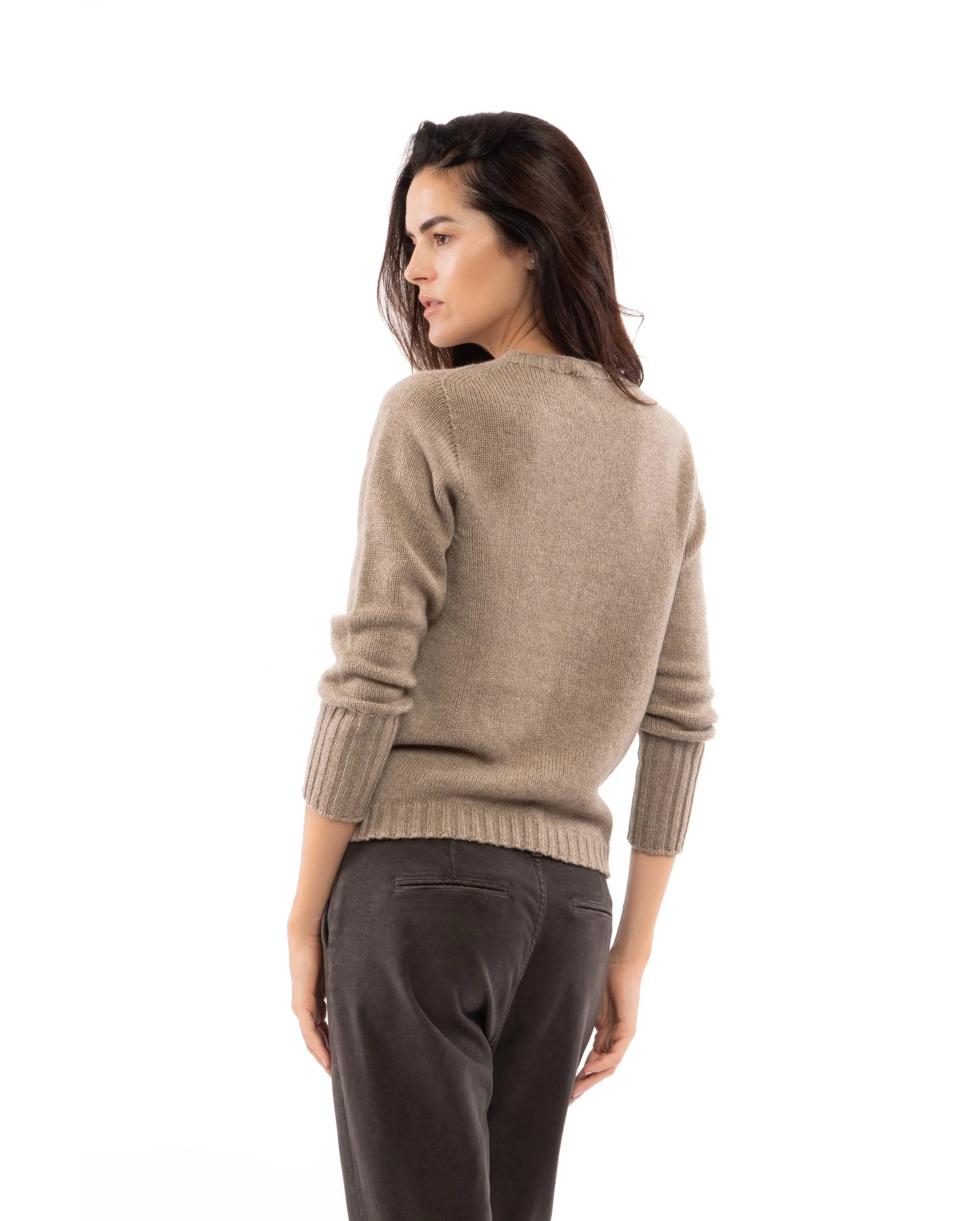 Women's Pure Cashmere Crew Neck Sweater Melange Gray