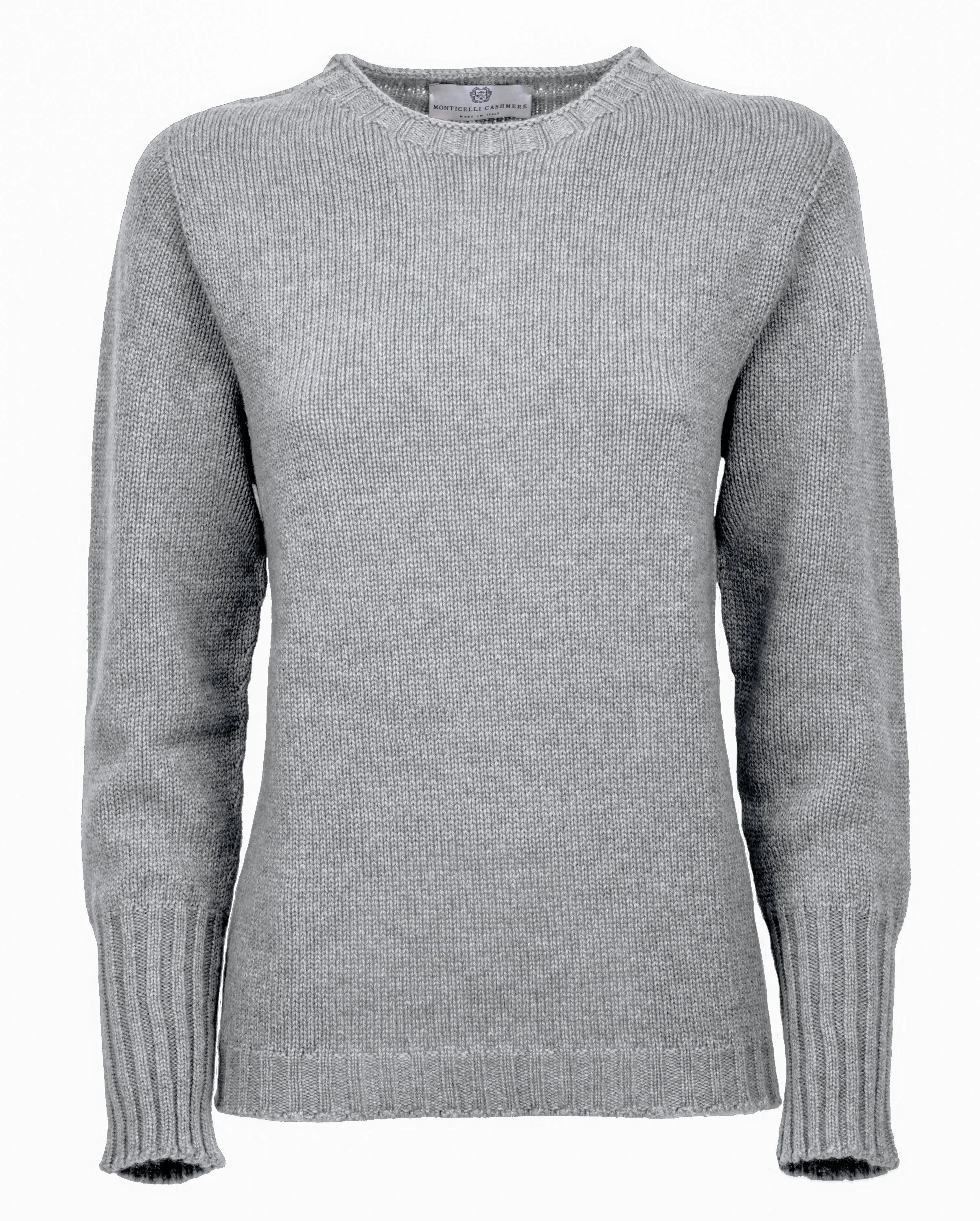 Women's Pure Cashmere Crew Neck Sweater Melange Gray