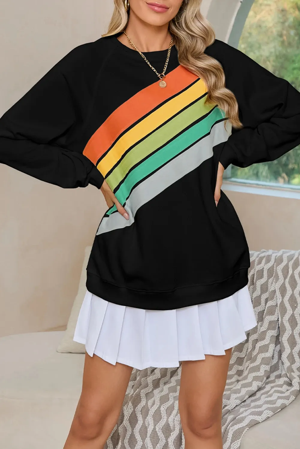 Ximena Rainbow Colorblock Sweatshirt