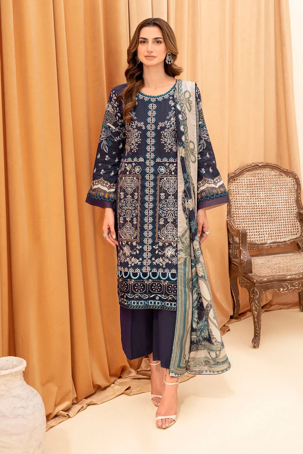 Y-701  |  Ramsha Riwayat Luxury Lawn Vol 7 Collection| Unstitched Lawn Embroidered Suits