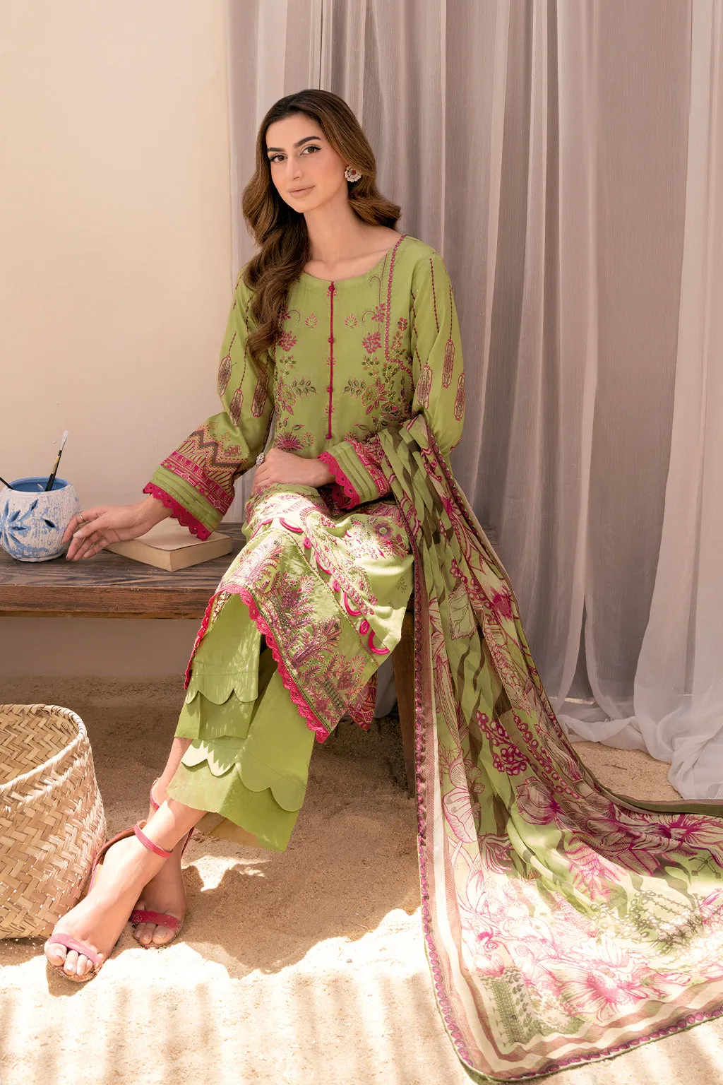 Y-712  |  Ramsha Riwayat Luxury Lawn Vol 7 Collection | Unstitched Lawn Embroidered Suits
