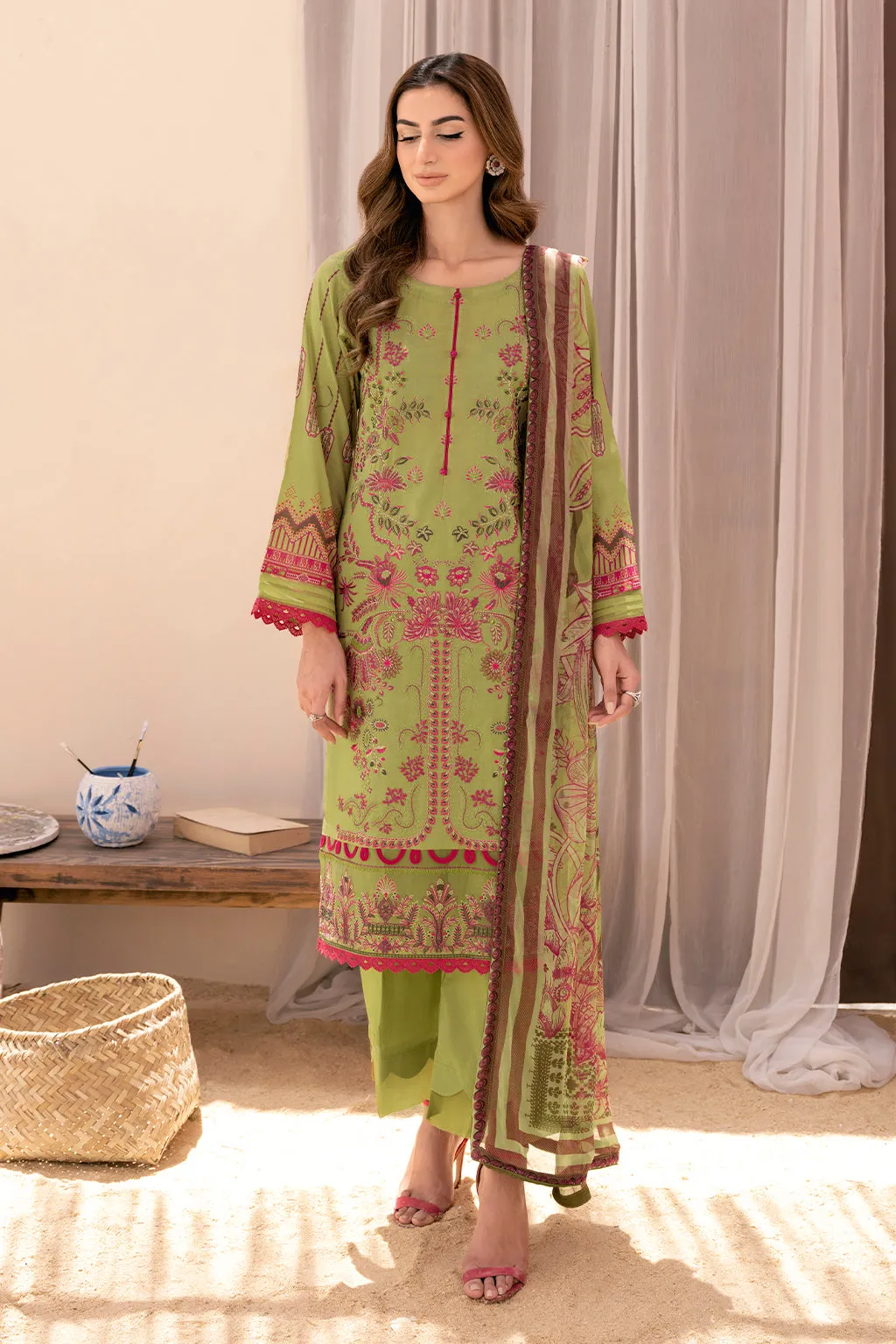 Y-712  |  Ramsha Riwayat Luxury Lawn Vol 7 Collection | Unstitched Lawn Embroidered Suits
