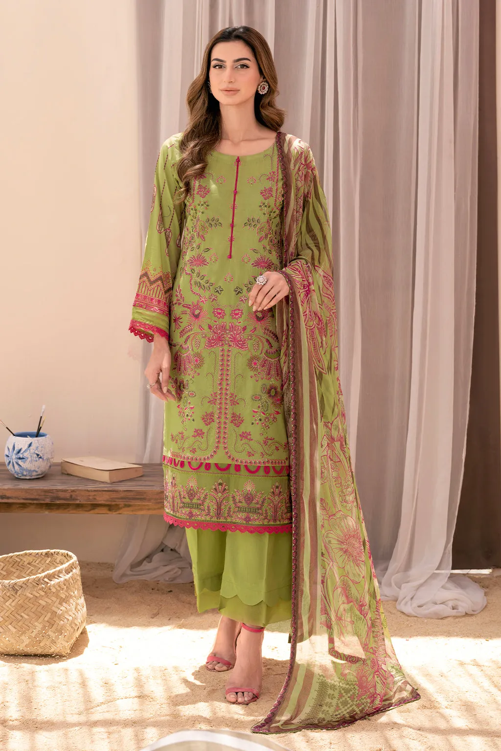 Y-712  |  Ramsha Riwayat Luxury Lawn Vol 7 Collection | Unstitched Lawn Embroidered Suits