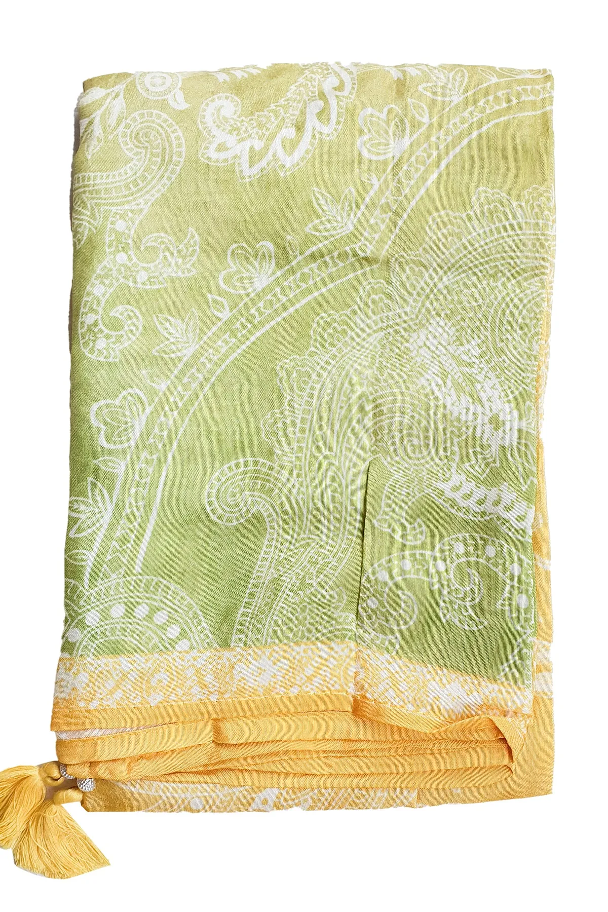 Yellow and Green Ombre Cotton Lace Embroidered Suit Set