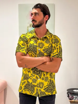 YELLOW INSECTA BUTTON UP COLLARED SHIRT