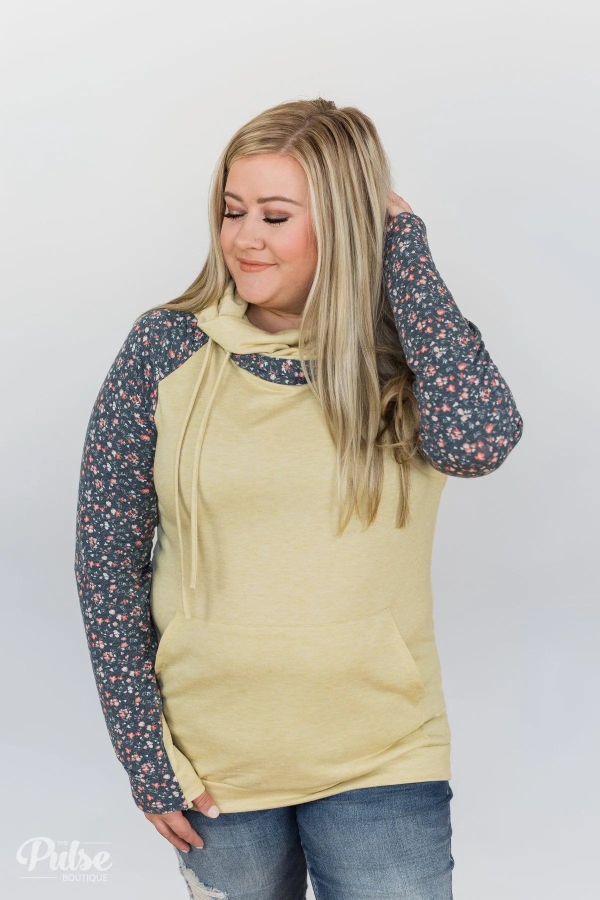 You Are My Sunshine Floral Hoodie- Yellow & Navy