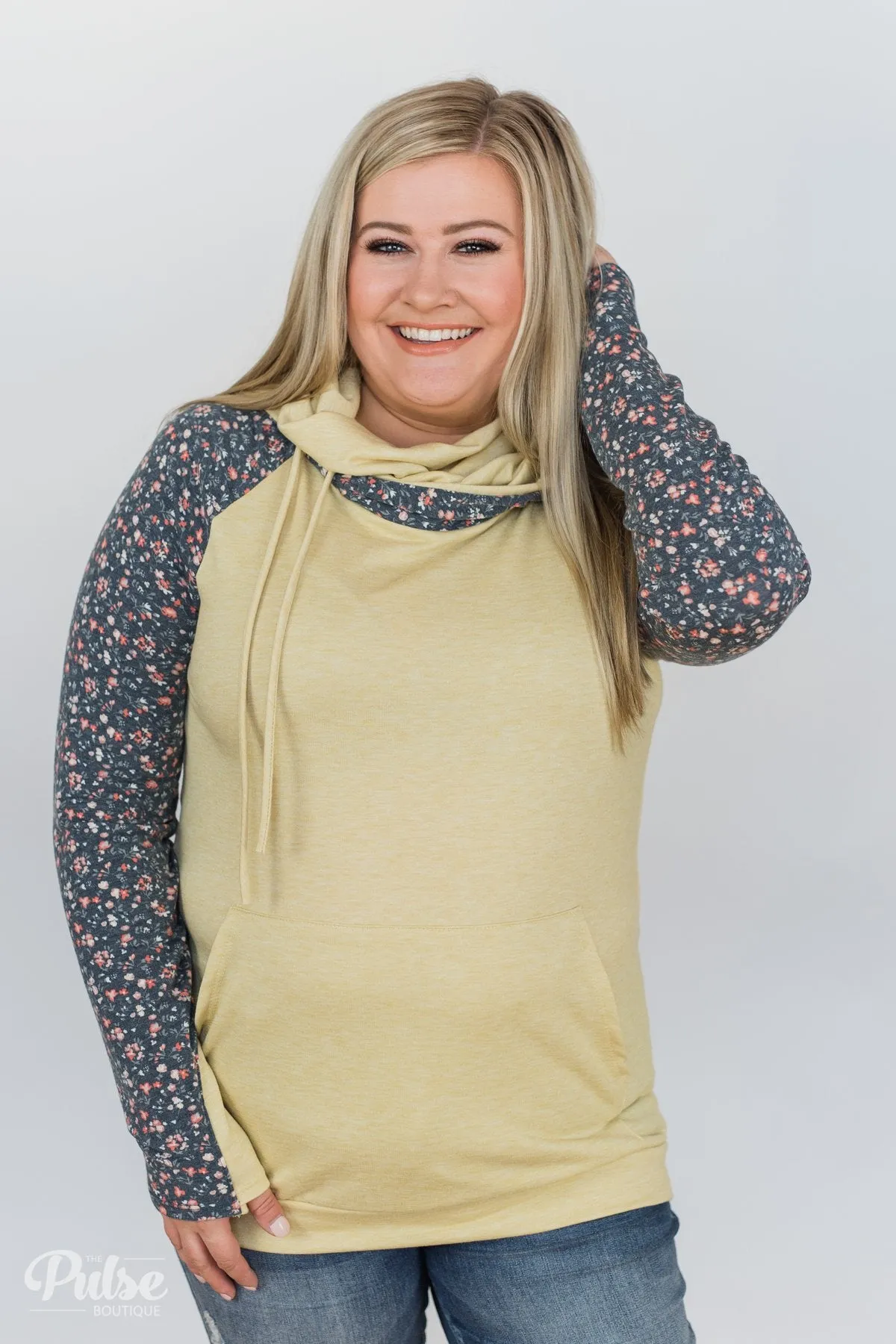 You Are My Sunshine Floral Hoodie- Yellow & Navy