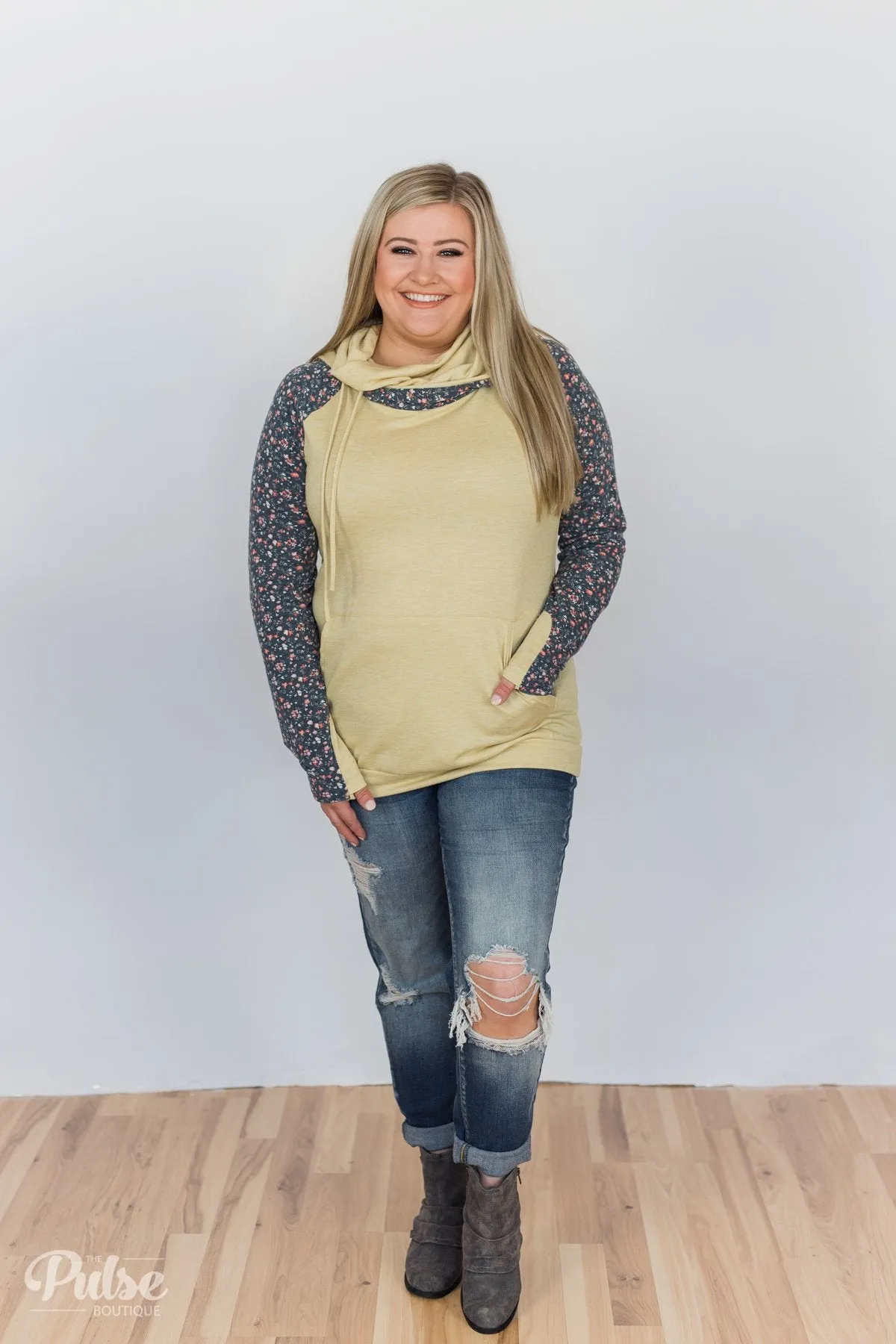 You Are My Sunshine Floral Hoodie- Yellow & Navy
