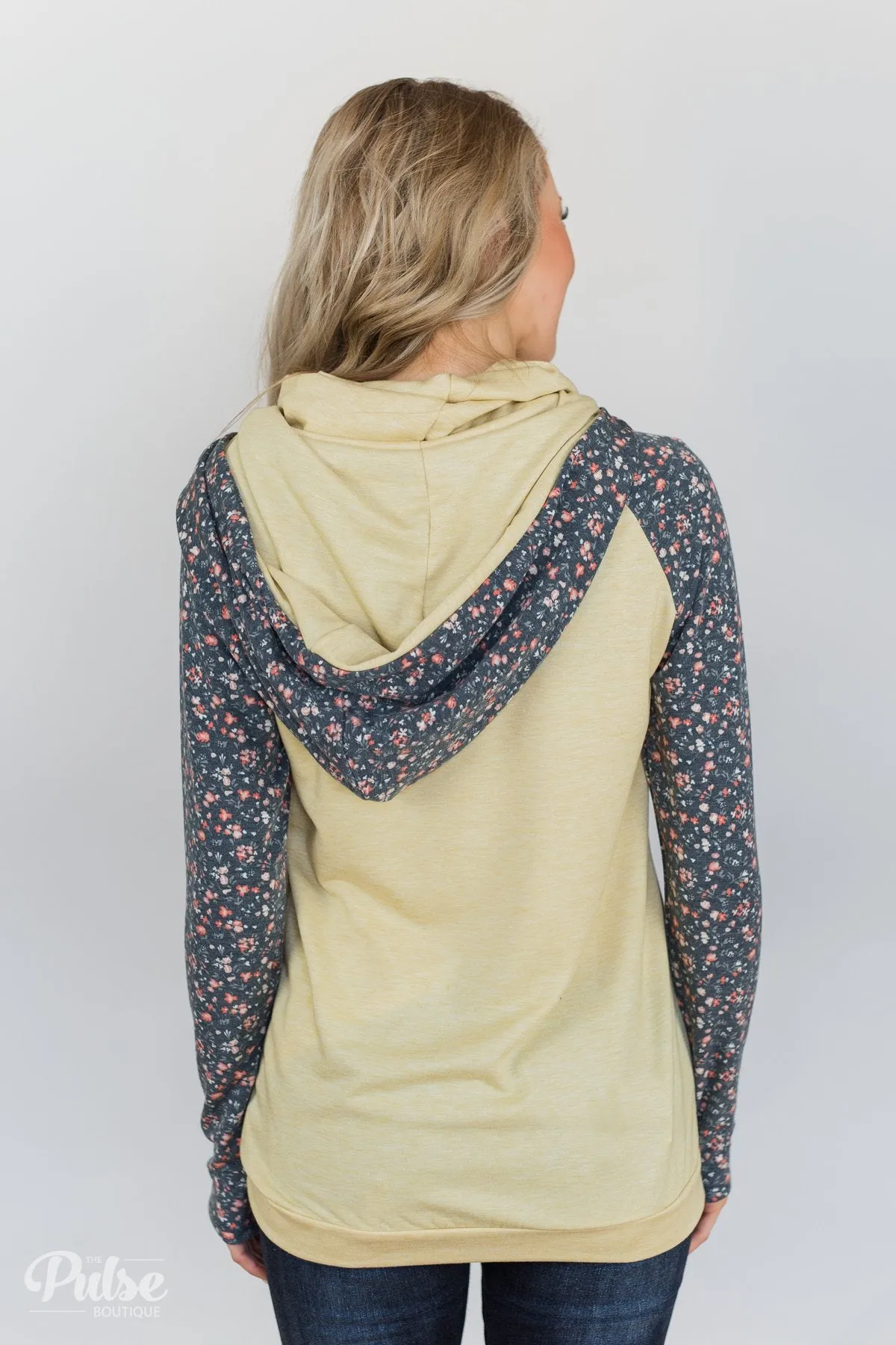 You Are My Sunshine Floral Hoodie- Yellow & Navy