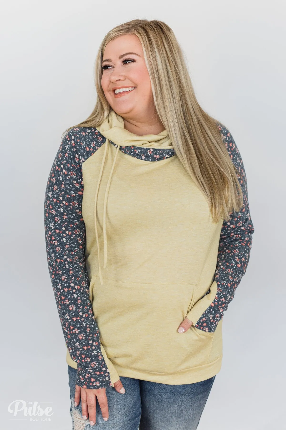 You Are My Sunshine Floral Hoodie- Yellow & Navy