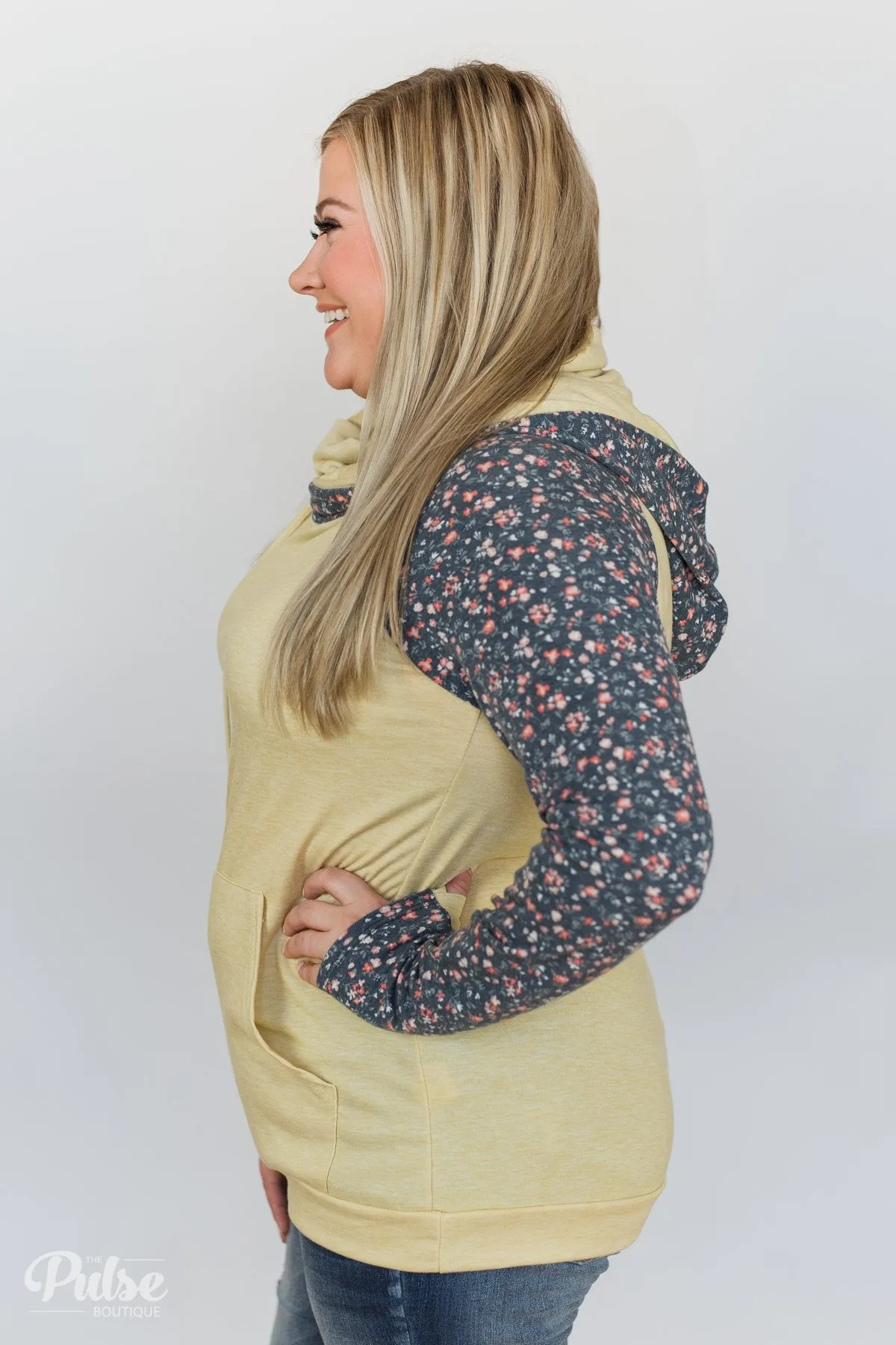 You Are My Sunshine Floral Hoodie- Yellow & Navy