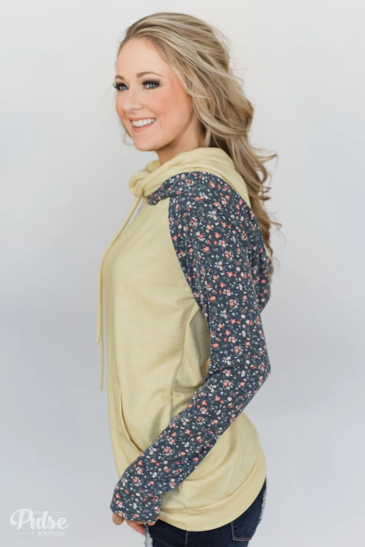 You Are My Sunshine Floral Hoodie- Yellow & Navy